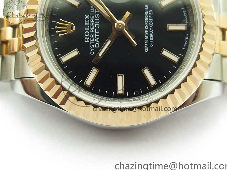 1218 Datejust 28mm 279173 SS RG BP Maker Best Edition Black Dial on SS RG Jubilee Bracelet ETA TopPick 2580